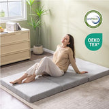 CH Charme House Folding Mattress, 4 Inch Single Tri Folding Memory Foam Mattress for Camping Guest Bed, Washable Cover & Non-Slip Bottom, 75" x 25" x 4", Grey CH CHARME HOUSE