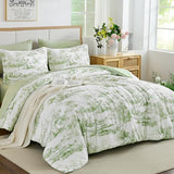Green Comforter Set Full Size 7 Pieces, Elegant French Toile Botanical Bed in a Bag, Soft Microfiber Farmhouse Complete Bedding Set for All Season WONGS BEDDING