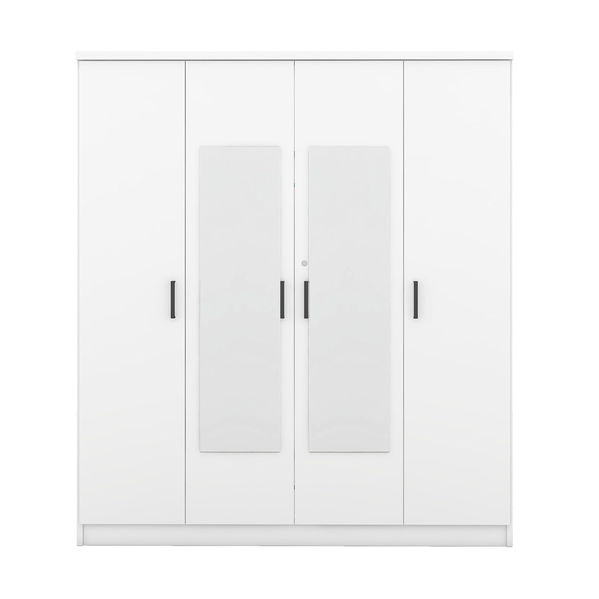 LZ LEISURE ZONE 4 Doors Mirror Wardrobe, Large Freestanding Armoire Wardrobe Closet with Drawer, Shelves and Hanging Rod, Bedroom Armoires Dresser Wardrobe Cabinet Clothing Organizer, White LZ LEISURE ZONE