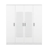 LZ LEISURE ZONE 4 Doors Mirror Wardrobe, Large Freestanding Armoire Wardrobe Closet with Drawer, Shelves and Hanging Rod, Bedroom Armoires Dresser Wardrobe Cabinet Clothing Organizer, White LZ LEISURE ZONE