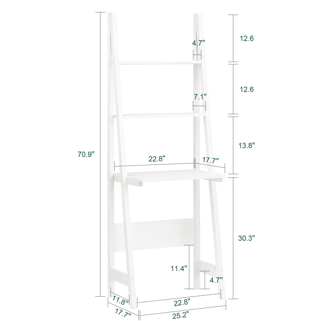 Haotian SoBuy Ladder Shelf Desk, Bookcase, Book Shelf, Leaning Desk with Shelves, Wall Shelf, White FRG60-W SoBuy