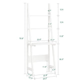 Haotian SoBuy Ladder Shelf Desk, Bookcase, Book Shelf, Leaning Desk with Shelves, Wall Shelf, White FRG60-W SoBuy
