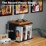 Emfogo Vinyl Record Storage, Record Player Stand Wall Mount Up to 80-100 Albums, 3-Compartment Vinyl Record Holder, Black Emfogo