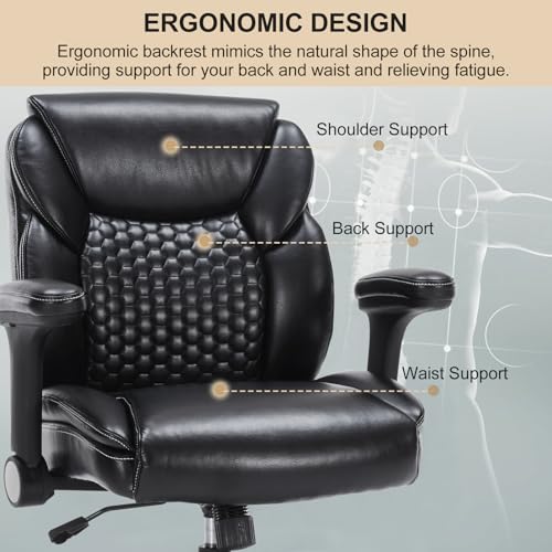 Drafting Chair, Ergonomic Tall Office Chair with Soft Adjustable Armrests and Foot Ring, Standing Desk Chair PU Leather High Office Chair for Counter Height Desk, Swivel Computer Stool, Black Generic