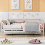Nahenduo Twin Size Daybed with Pop up Trundle & Adjustable LED Lights, Futon Frame Bed, Metal Sofa Bed Frame for Living Room Bedroom Guest Room, Small Space, No Box Spring Needed (Sliver) Nahenduo