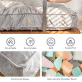 MAXYOYO 6" Futon Mattress Full Size, Velvet Thick Futons Sofa Couch Bed, Versatile Floor Mattress for Adults, Shredded Foam Filling (Frame Not Included), Grey MAXYOYO