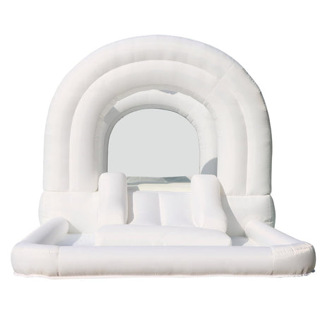 Bounceland Daydreamer Cloud Bounce House w/Ball Pit, Neutral Bouncer with Slide, 11.8 ft L x 6.9 ft W x 5.9 ft H, UL Blower Included, Basketball Hoop, 30 Pastel Plastic Balls, Trendy Bouncer for Kids Bounceland