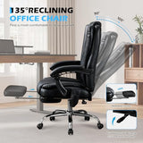 Massage Office Chair with Foot Rest,6 Points Vibration and Heat Ergonomic Executive Desk Chair for Heavy People,500lbs Big and Tall Office Chairs with Reclining High Back for Home Office KWKSV