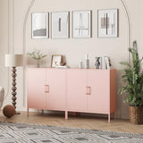 Steehoom Metal Storage Cabinet with 2 Doors, Steel Buffet Sideboard Entryway Locker Cabinet Kitchen Cupboard for Living Room, Dining Room, Kitchen, Office, Bar (Pink, 31.5" D x 15.75" W x 35.43" H) Steehoom