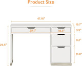 MaverickFurni White Computer Desk with Storage Drawers, Home Office Small Desk with File Cabinet, Study Desk for Kids with 4 Drawers, Modern Kids Desk for Bedroom, Small Space MaverickFurni