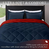 downluxe Twin Comforter Set - Red and Navy Twin Comforter, Soft Bedding Sets for All Seasons -2 Pieces - 1 Comforter (66"x92") and 1 Pillow Sham(20"x26") downluxe