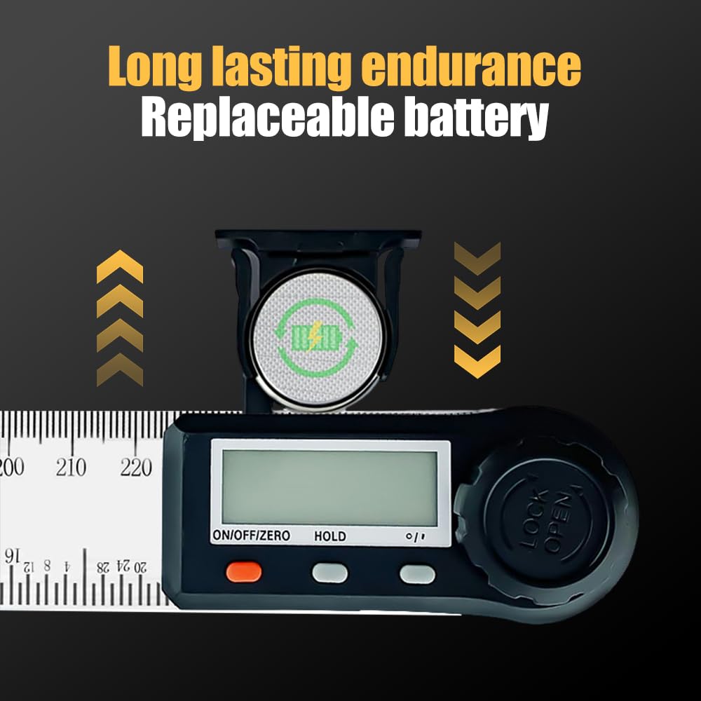 Digital Display Angle Ruler, Digital Angle Finder Tool 2 in 1 Angle Finder Ruler, Digital Angle Ruler Angle Measuring Tool Digital Protractor Ruler Multi-Angle Measuring Ruler (Metal_200MM) Drkicsy