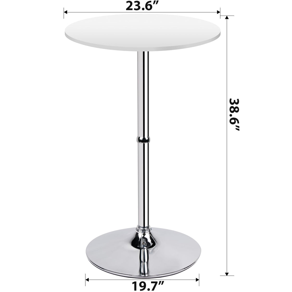 Leopard MDF Round Top Not Adjustable (41 INCHES Height) Bar Table, Pub Table with Silver Leg and Base (White) Leopard Outdoor Products