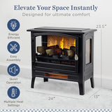 Country Living Infrared Freestanding Electric Fireplace Stove Heater in Black | Multiple Flame Colors, Metal Design with Faux Wooden Logs | Alexa/WiFi Enabled - Remote Included Country Living
