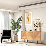 roomfitters Mid Century Modern TV Stand for TVs up to 65", Boho Sideboard Buffet Cabinet Credenza, Media Console Entertainment Center for Living Room, Poplar Wood Print Carved and Geometric Design roomfitters