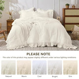 JOLLYVOGUE Ivory King Comforter Set, 3 Pieces Seersucker Comforters King Size, Lightweight & Fluffy Bedding Sets King for All Season with 1 Ruffle Comforter and 2 Ruffle Pillowshams JOLLYVOGUE