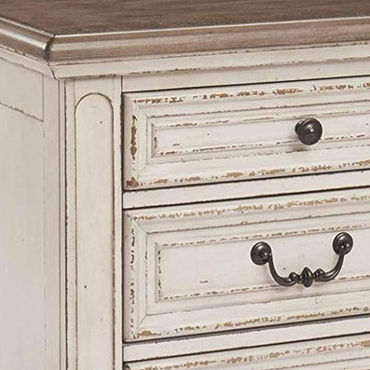 Signature Design by Ashley Realyn French Country 3 Drawer Nightstand with Electrical Outlets & USB Ports, Chipped White - WoodArtSupply