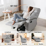 GNMLP2020 Swivel Rocker Recliner, Rocking Recliner Chair, Small Rocker Recliners for Small Spaces, Living Room, Bedroom, Nursery, RV, Light Grey