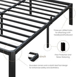 Metal Bed Frame Full Size, 14 Inch 3500 lbs Heavy Duty Platform Bed Frames Steel Slats Noise Free No Box Spring Needed, Easy Assemble Sturdy Bedframe Rounded Corner with Storage and Mattress Retainers BOLTRISE