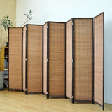 Pawlabay 8 Panel Bamboo Room Divider Screen,5.6 FT Tall Bamboo Divider Folding Panel Screen,Freestanding Panel Divider for Room Seperation,Brown PawlaBay