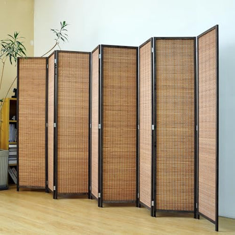 Pawlabay 8 Panel Bamboo Room Divider Screen,5.6 FT Tall Bamboo Divider Folding Panel Screen,Freestanding Panel Divider for Room Seperation,Brown PawlaBay