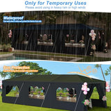 CFATLFRM 10x30 Black Party Tent Outdoor Canopy Waterproof Heavy Duty Wedding Event Tents for Parties with 8 Removable Sidewalls Perfect for Holiday Birthday Gatherings BBQ Backyard Patio CFATLFRM