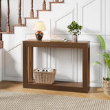 AVZEAR Fluted Entryway Console Table with Storage Shelf, 43" Mid-Century Couch Table Behind Sofa Long and Skinny for Living Room Hallway Entrance Foyer, Walnut AVZEAR