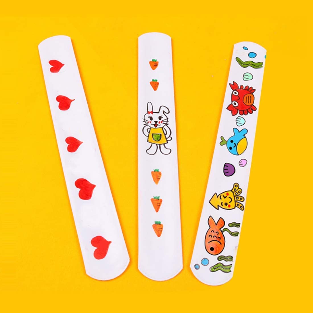 HappyHapi 42 Pack Slap Bracelets White, 8.7 x 1.2 Inch DIY Slap Bands Party Favors for Birthday,Halloween,Christmas, Blank Soft Wristband School Craft Projects, DIY Painting, Corsage, Vinyl Wrapping HappyHapi