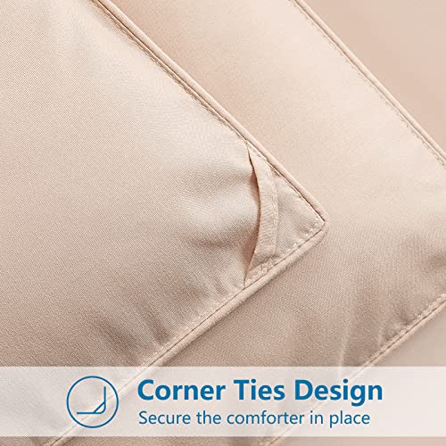 EASELAND Twin Size Down Alternative Comforter - Quilted Duvet Insert for All Seasons, Soft Lightweight with Corner Tabs, Summer Winter Warm Bedding, Beige 64×88 Inches EASELAND