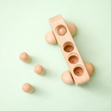 4 Wooden Figures in The Bus - Peg Dolls Unfinished Wooden Peg People Cars Wooden Figures Shape Preschool Learning Educational Toys Montessori Toys for Toddlers WOODEN TEETHER