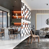 ANMINY 12 PCS Hanging Room Divider Decorative Thick Wall Privacy Screen Panels Set Modern Geometric Pattern Hollow Out Design for Bedroom Living Dining Room Kitchen Office Restaurant Decor - White ANMINY