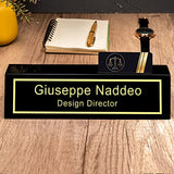 Personalized Engraved Business Desk Name Plate with Card Holder, Desk Name Plate, Customized Executive Black Wood Desk Name, Custom Name Sign Gifts KWOOD