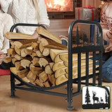 Firewood Rack Outdoor-Heavy Duty Indoor Wood Storage Black Powder Coated Steel Log Rack Wood Holder for Fireplace,Patio, Wood Pile Storage Stacker Organizer with Christmas Elements HomeJayde