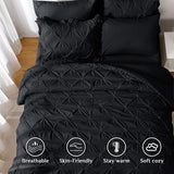 JOLLYVOGUE Queen Comforter Set 7 Pieces, Black Bed in a Bag Comforter Set for Bedroom, Bedding Comforter Sets with Comforter, Sheets,Ruffled Shams & Pillowcases JOLLYVOGUE
