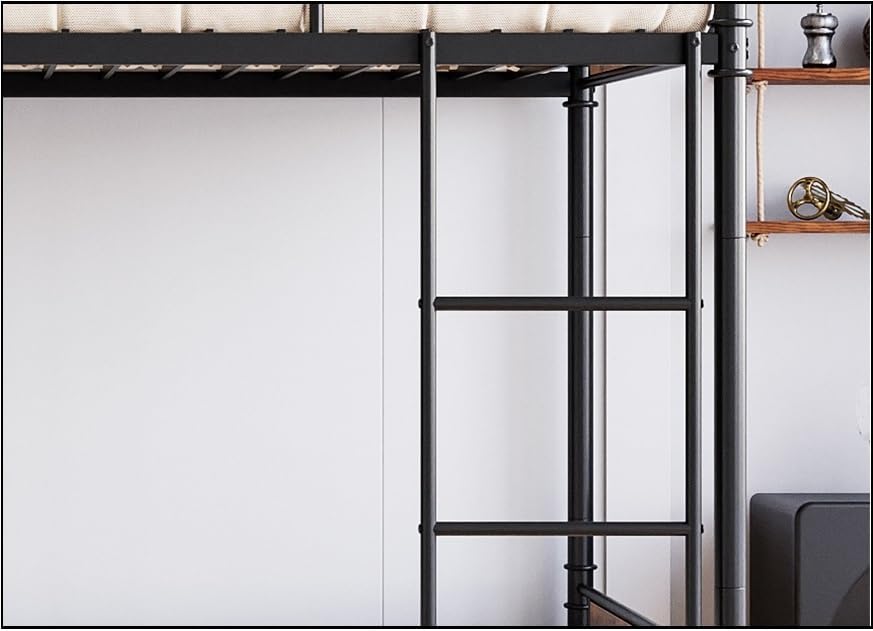 GarveeHome Metal Bunk Bed Twin Over Twin for Kids, Heavy Duty Twin Size Convertible Bunk Bed with Guardrail & Ladders, Noise Free, No Box Spring Needed, Black GarveeHome