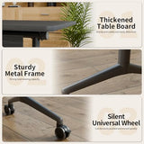 ZanyCajole Conference Room Table Folding Conference Tables, Modern Mobile Foldable Training Tables, Modular Rectangular Seminar Meeting Table with Silent Wheels for Office (4, Grey3, 61) ZanyCajole