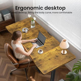 Veken 63 x 28 Inch Electric Standing Desk, Sit to Stand Up, Work Home Office Computer Table for Study, Walking Pad, Writing, and Games, Wooden Desktop Desks, Brown Veken