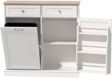AHB 13 Gallon Tilt Out Trash Bin Cabinet with 2 Drawers, Adjustable Shelves,Kitchen Storage Cabinet with Garbage Bin Tilt Out Laundry Hamper for Kitchen, White AHB