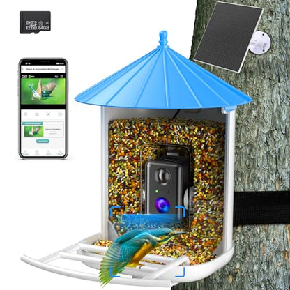 isYoung Smart Bird Feeder with Camera, Free AI Forever, Identify 11000+ Bird Species, Auto Capture Bird Videos & Solar Panel with 64G TF Card, Ideal - WoodArtSupply