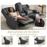 Loveseat Recliner Sofa,RV Wall Hugger Recliners for Small Spaces,Reclining Loveseat Sofa Recliner with Cup Holders/Lumbar Pillows,RV Furniture (Gray, Loveseat with Console)