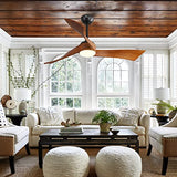 Sofucor 52 Inch Wood Remote Control Dimmable Light Reversible DC Motor Modern Ceiling Fan for Kitchen Bedroom Basement Dining Living Room Dark Wood Sofucor