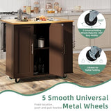 Shintenchi Rolling Kitchen Island Cart with Folding Drop Leaf Breakfast Bar, Portable Trolley Island with Large Storage Cabinet, Shelf and Drawer, Brown Shintenchi