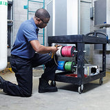 Rubbermaid Commercial Products 2-Shelf Utility/Service Cart, Medium, Lipped Shelves, Ergonomic Handle, 500 Lbs Capacity, for Rubbermaid Commercial Products