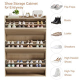 GarveeHome Shoe Cabinet with 3 Flip Drawers, Wooden Shoe Organizer Cabinet with Adjustable Shelf, Shoe Storage for Entryway, Hidden Shoe Cabinet for Hallway, Living Room, Natural Oak GarveeHome