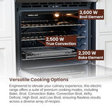 RANGAIRE RRE303GS 30" Electric Range, 5 Burners, 5.0 cu. Ft. Capacity, Freestanding Slide-in AirFry, True Convection Oven, Self Cleaning, Easy Reach Racks, Glass Touch, Stainless Steel Rangaire