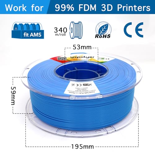 YXPOLYER PLA Plus Filament Food-Grade pla+ PLA Plus 3D Printing Filament 1.75 mm 1kg 2.2lbs with Reusable PC Spool, Modified 3D Printer Filament for Most FDM 3D Printers yxpolyer