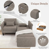 SEJOV 74" Convertible Sofa Bed, 5-in-1 Loveseat Sleeper Sofas with Pull Out Couch Bed, Storage Pockets & 2 Pillows, Modern Folding Linen Futon Couch for Living Room, Bedroom, Small Space, Brown SEJOV