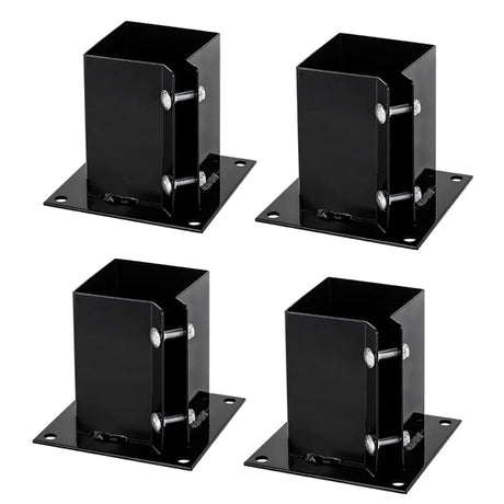 DORIGHARY 4 Pack Fence Post Anchor Base - 4 x 4 Inch Heavy Duty Bolt Down Post Bracekts Metal Black Powder Coated (Inner Diameter 3.5 x3.5 Inches) DORIGHARY