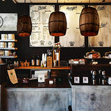 Newrays Antique Wood Wine Barrel Pendant Lamp Hanging Rustic Unique Kitchen Bar Ceiling Lamp Light Fixtures (XS) Newrays