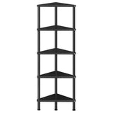 HOOBRO Corner Shelf Stand, Industrial 5-Tier Wall Corner Bookshelf with Metal Frame, Plant Corner Display Shelf, Corner Bookcase for Small Spaces, Bedroom, Living Room, Black BK33CJ01 HOOBRO